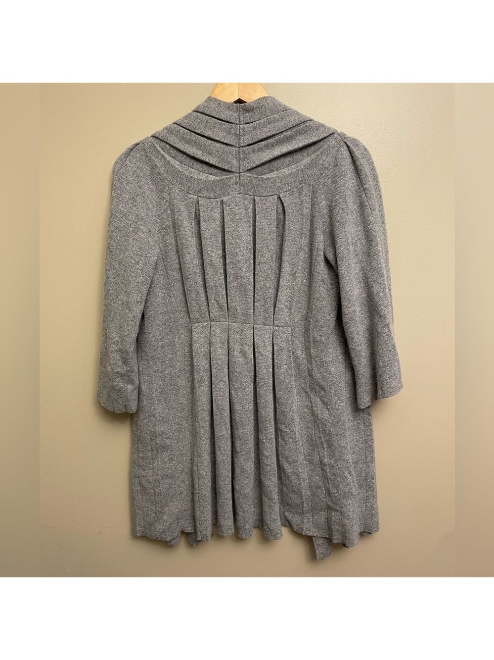 Anthropologie Moth Puckered and Pleated Cardigan Grey Small Angora Rabbit Wool - Picture 5 of 5